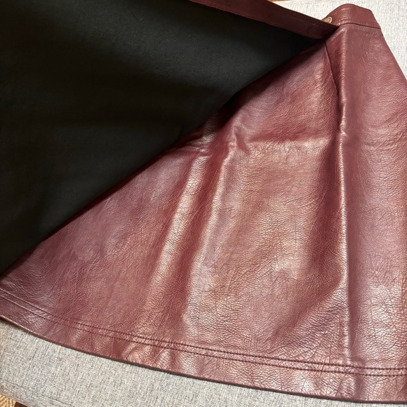 Faux Leather Skirt High Waisted, Pleather A Line Knee Length Wrap Skirt, SM - Picture 5 of 10